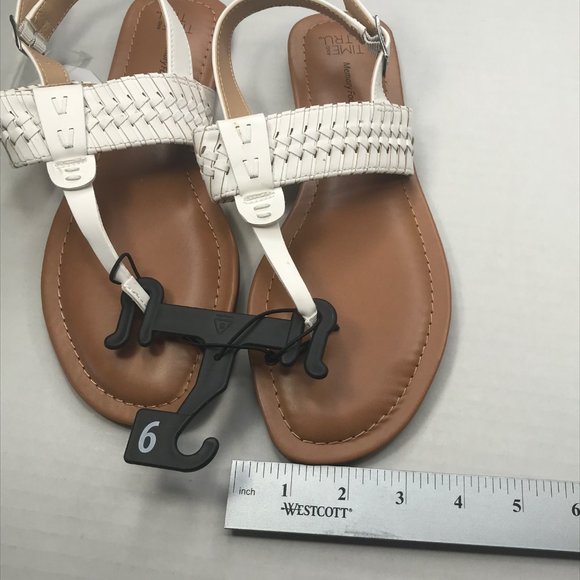 Time And Tru Women's Size 9 White Whip Stitch Thong Sandal New With Tags - Picture 10 of 11